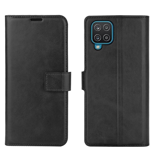Samsung Galaxy A12 - Läder Fodral - Svart Black Svart