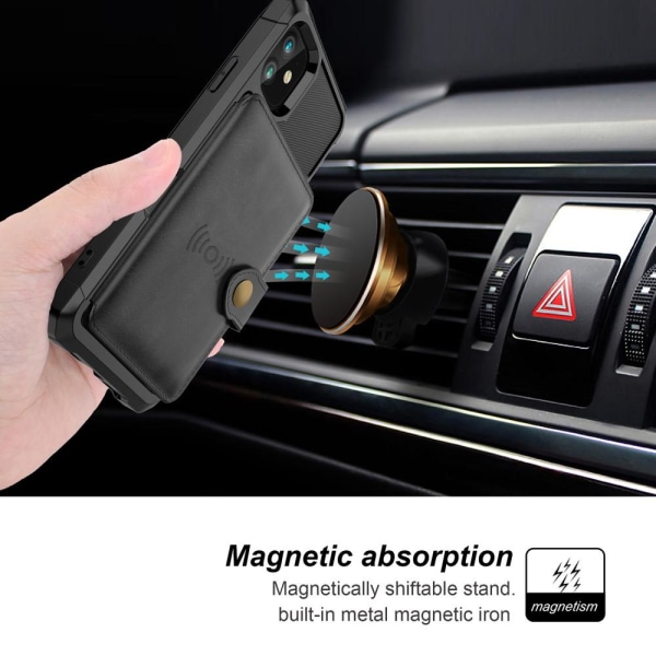 iPhone 12 Pro Max - Skal Med Magnetiskt Plånbok - Svart Black Svart