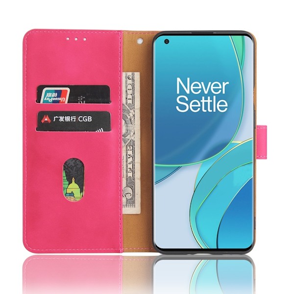 OnePlus 9 - Silkeslent Läder Fodral - Rosa Pink Rosa