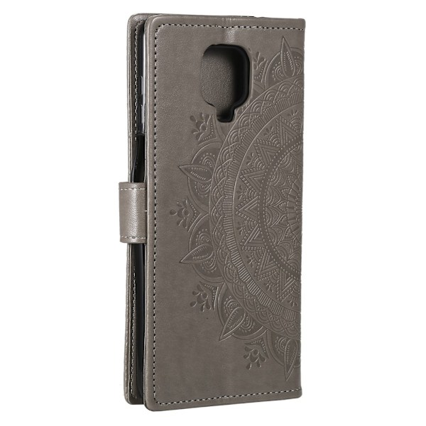 Xiaomi Redmi Note 9 Pro/Note 9S - Mandala Plånboksfodral - Grå Grey Grå