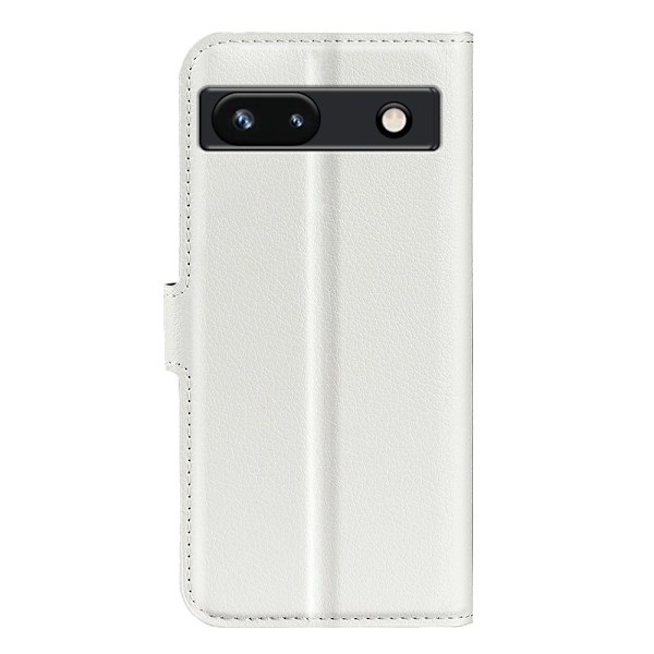 Google Pixel 7A Fodral Litchi Textur Läder Vit