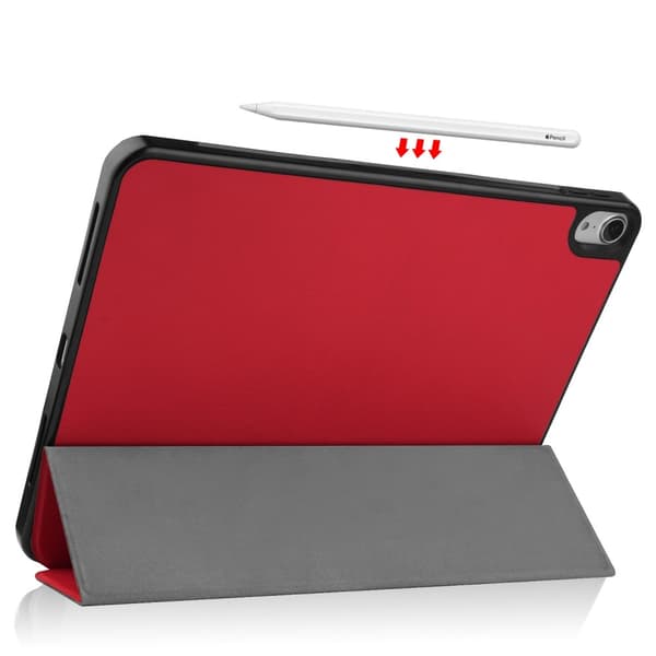 iPad Air 2026-2020 Fodral Tri-Fold Litchi Röd Red Röd