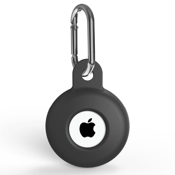 Apple AirTag Hållare Med Karbinhake I Silikon - Svart Black Svart