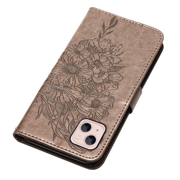 iPhone 15 Plus Fodral Med Tryck Fjäril Grå