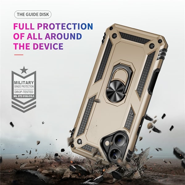 iPhone 17 Skal Shockproof Hybrid Ring Guld
