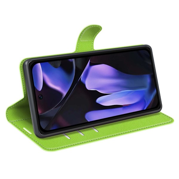 Google Pixel 9a Fodral Litchi Läder Grön