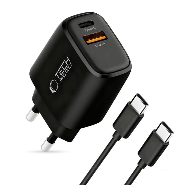 Tech-Protect 45W Väggladdare Inkl. USB-C - USB-C Kabel Svart