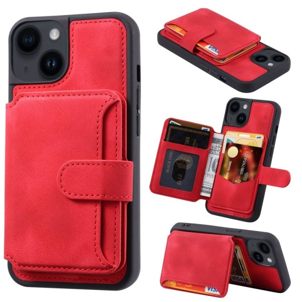 iPhone 15 Skal RFID Med Plånboksfunktion Röd