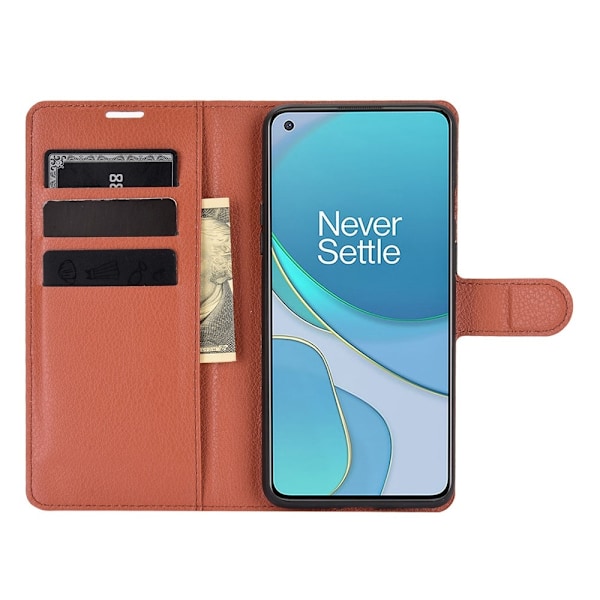 OnePlus 8T / 8T+  - Litchi Läder Fodral - Brun Brown Brun
