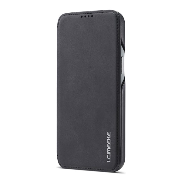 iPhone 12 / 12 Pro - LC.IMEEKE Retro Läder Fodral - Svart Black Svart
