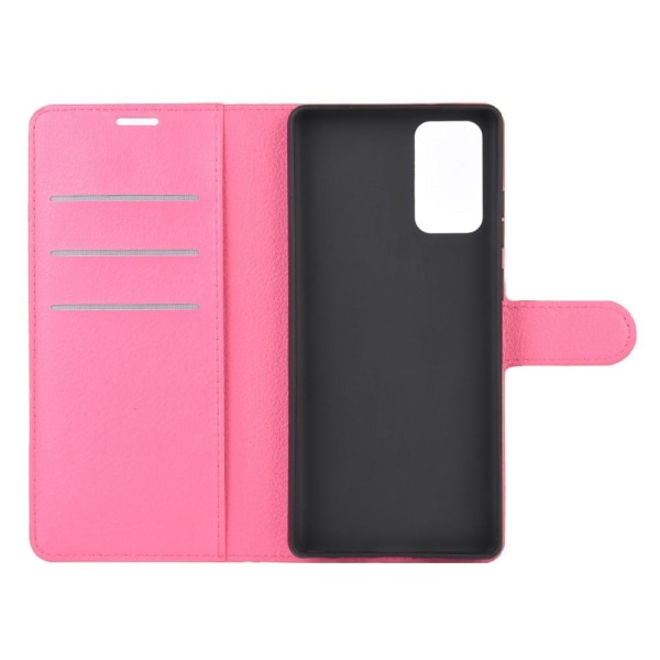 Samsung Galaxy Note 20 - Litchi Plånboksfodral - Rosa Pink Rosa