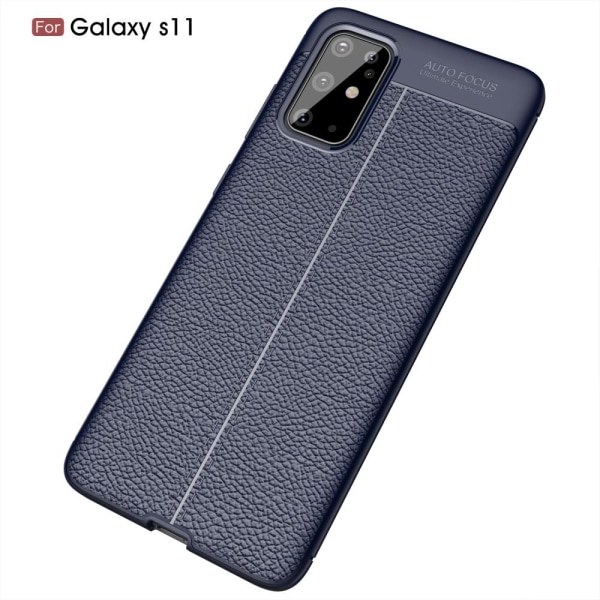 Samsung Galaxy S20 Plus - Litchi Skal - Mörk Blå DarkBlue Mörk Blå