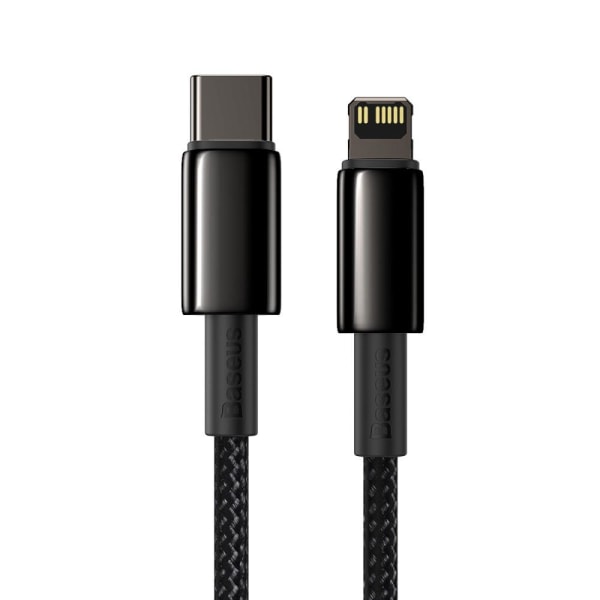 Baseus Tungsten 1m 20W PD USB-C - Lightning Flätad Nylon Kabel - Black Svart
