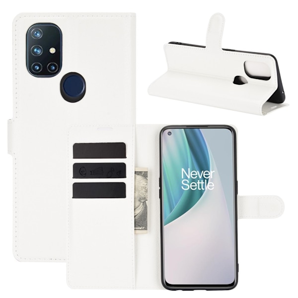 OnePlus Nord N10 5G - Litchi Fodral - Vit White Vit