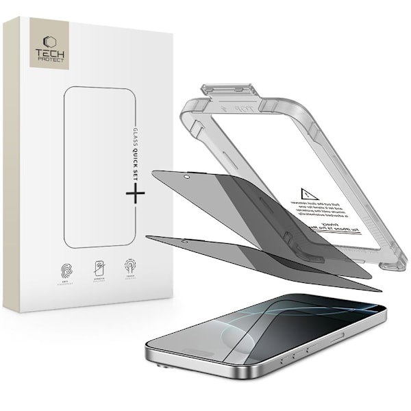Tech-Protect iPhone 16 Pro Max 2-PACK Skärmskydd Quick Set Spy+ Privacy