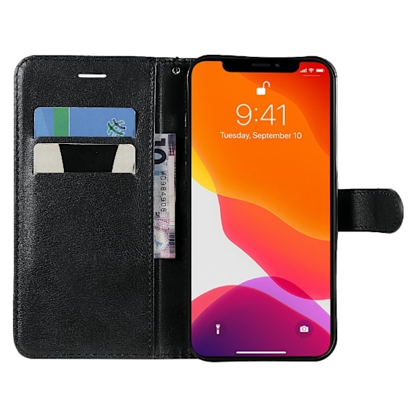 iPhone 13 Pro Max - Klassiskt Solid Läder Fodral - Svart