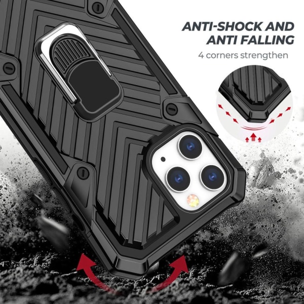 iPhone 12 Pro Max - Shockproof Tyre Ring Skal - Svart Black Svart