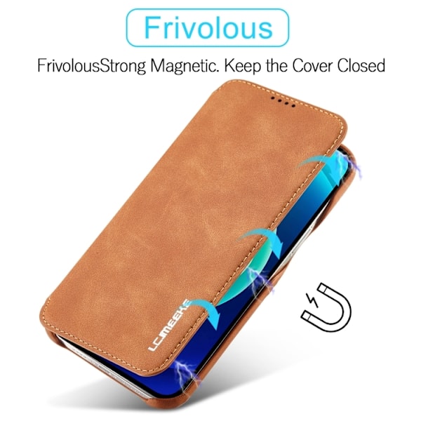 LC.IMEEKE iPhone 14 Pro Fodral Slim Flip Brun