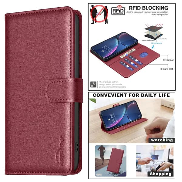 Samsung Galaxy S25 FE Fodral RFID Läder Röd