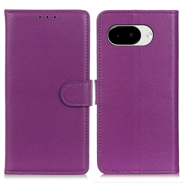 Google Pixel 10a Fodral Litchi Läder Lila