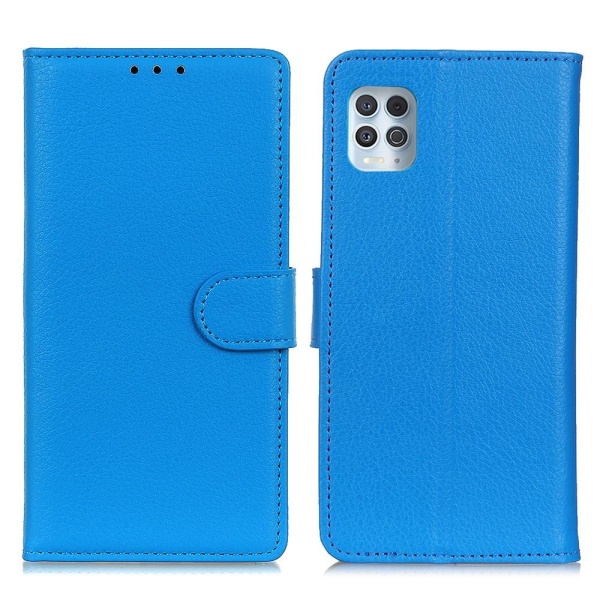 Motorola Moto G100 - Litchi Plånboksfodral - Blå Blue Blå
