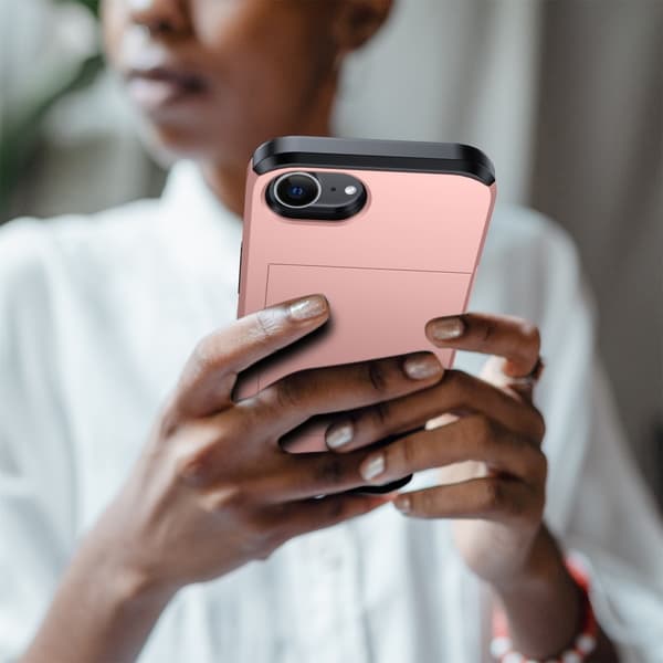 iPhone 17e / 16e Skal Hybrid Med Kortfack Grå