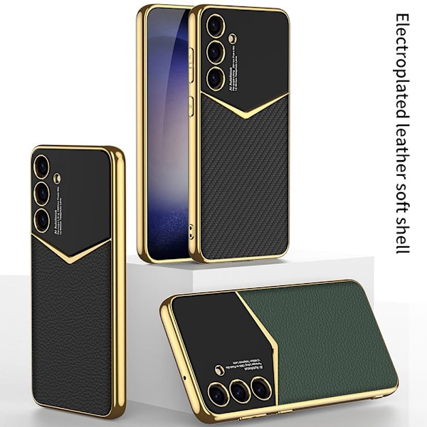 GKK Galaxy S24 Plus Skal Läder Hybrid Electroplate Vit