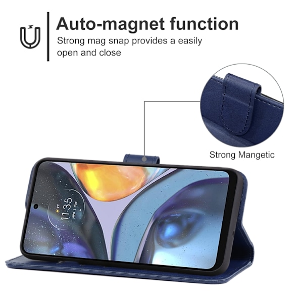 Motorola Moto G22 Fodral Läder Blå