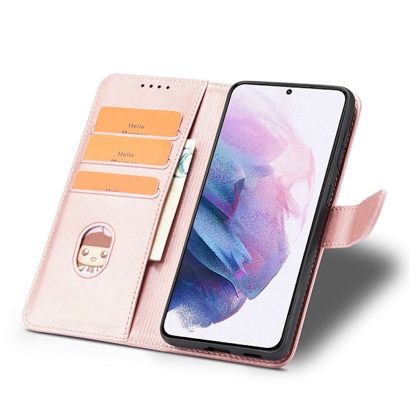 Samsung Galaxy S21 Plus - Klassiskt Läder Fodral - Roséguld Roséguld Roséguld