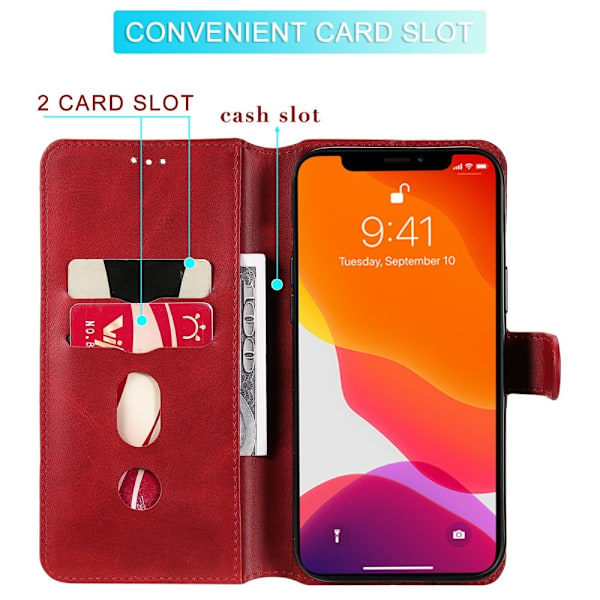 iPhone 13 Pro Max Fodral Läder Röd Röd