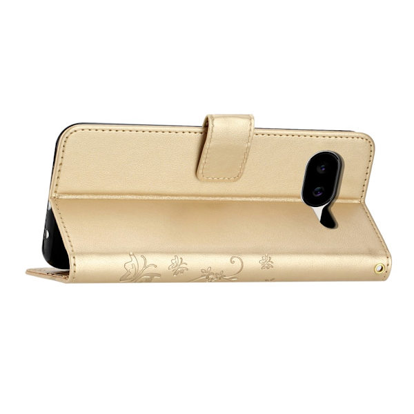 Google Pixel 10a Fodral Med Blommigt Tryck Guld