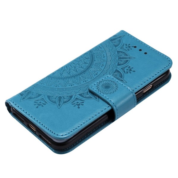 iPhone 16e Fodral Mandala Läder Blå