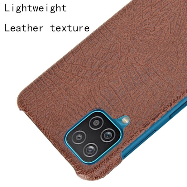 Samsung Galaxy A12 - Krokodil Textur Läder Skal - Brun Brown Brun