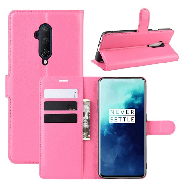 OnePlus 7T Pro - Litchi Plånboksfodral - Rosa Pink Rosa