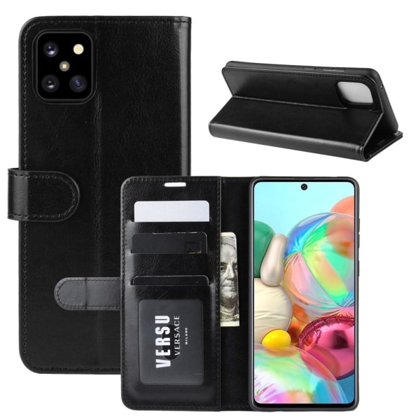 Samsung Galaxy Note 10 Lite - Crazy Horse Plånboksfodral - Svart Black Svart