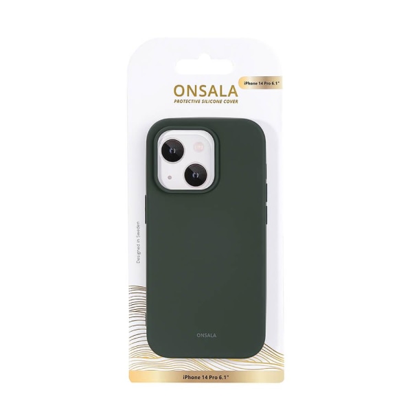 ONSALA iPhone 14 Pro Mobilskal Silikon Olivgrön