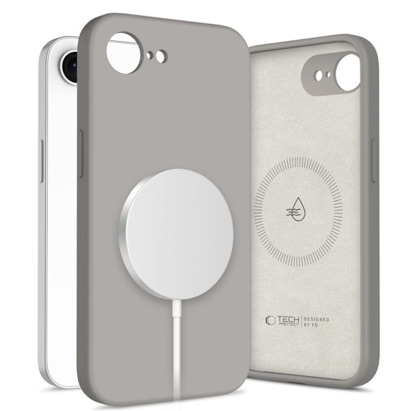 Tech-Protect iPhone 17e/16e Skal MagSafe Silicone Stone Grey