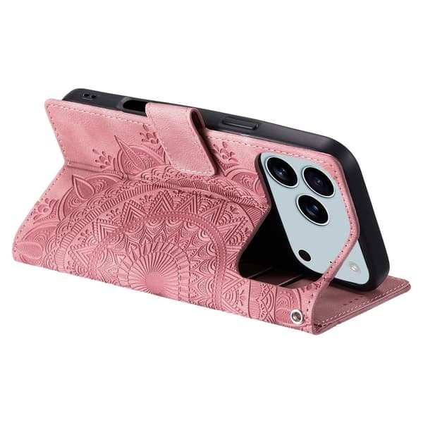 iPhone 17 Pro Max Fodral Mandala Läder Roséguld