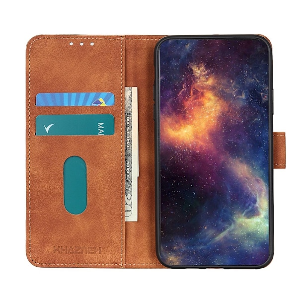 Realme C21 - KHAZNEH Retro Läder Fodral - Brun Brun