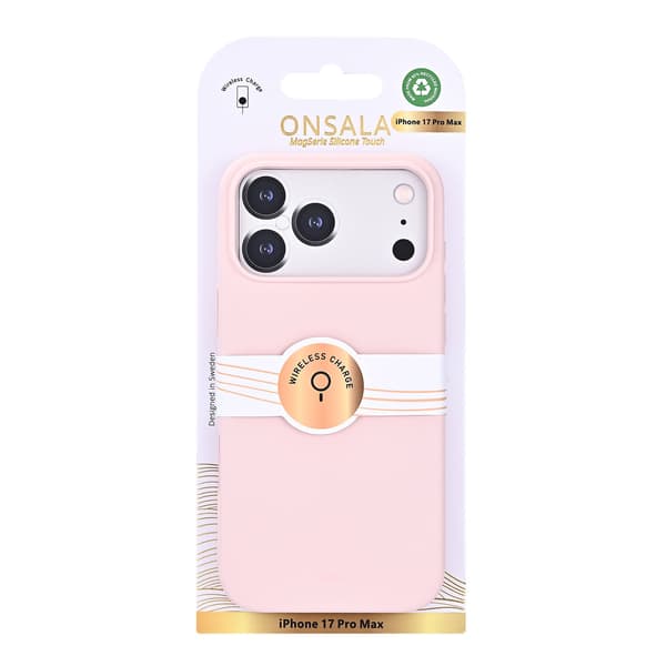 Onsala iPhone 17 Pro Max Mobilskal Med Silikonkänsla Chalk Pink