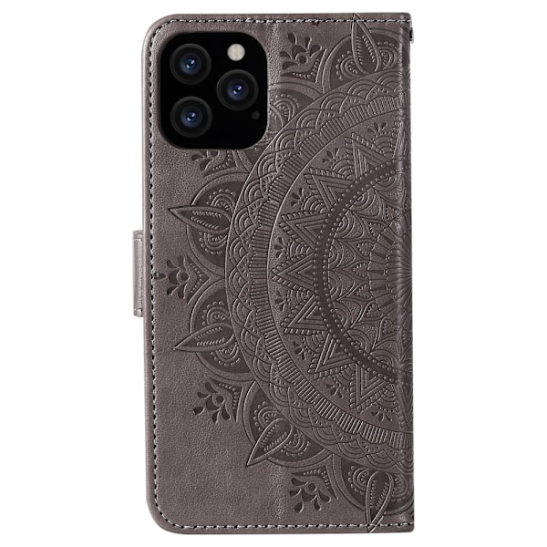 iPhone 12 / 12 Pro - Mandala Fodral - Grå Grey Grå