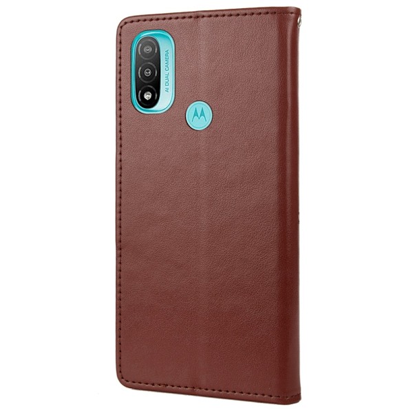 Motorola Moto E20 / E40 Fodral Tryckt Fjäril Textur Brun