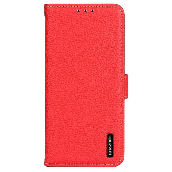 KHAZNEH Galaxy S24 Fodral Premium Litchi Äkta Läder Röd