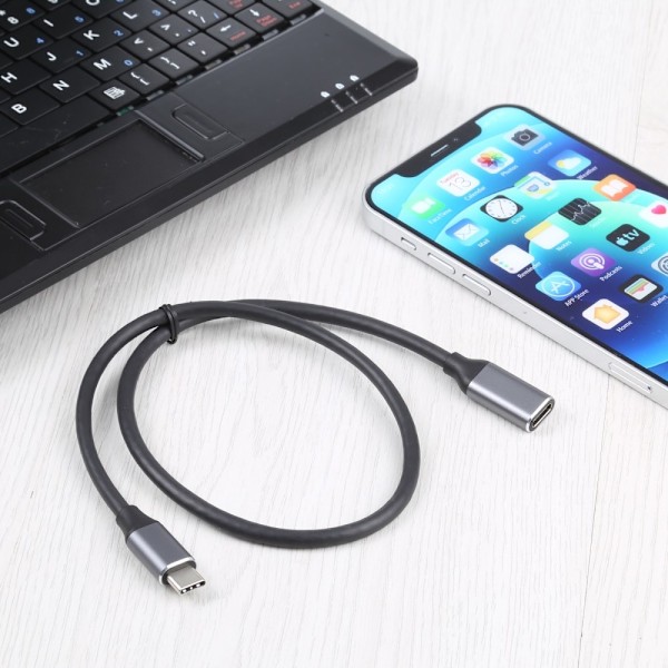 50 cm USB-C Hane - USB-C Hona Adapter Kabel Svart