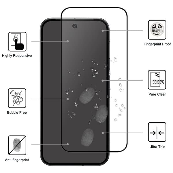 Google Pixel 10/10 Pro/9/9 Pro Skärmskydd Heltäckande Härdat Glas