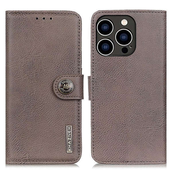 KHAZNEH iPhone 16 Pro Fodral Läder Khaki