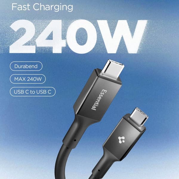 Spigen 1.2m 240W USB-C - USB-C Kabel Essential Svart