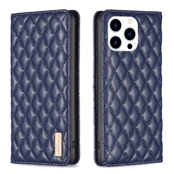 iPhone 15 Pro Fodral Diamond Flip Läder Blå