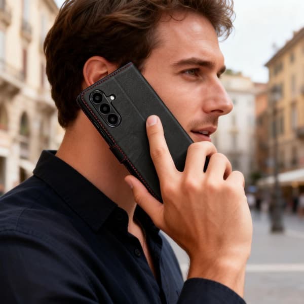 Tech-Protect Galaxy A57 5G Fodral Läder Svart / Röd