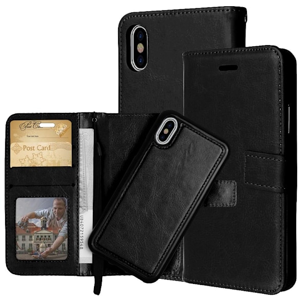 iPhone X/Xs - Fodral / Magnet Skal 2 in 1 - Välj Färg! Black Svart